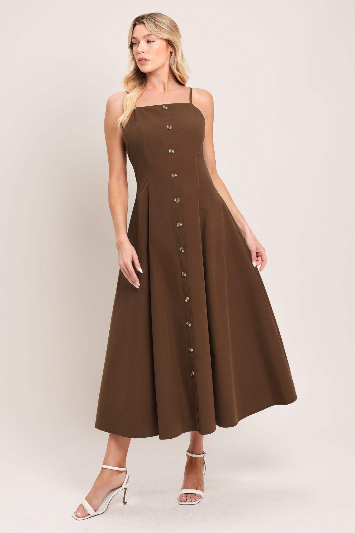 EARTHY GRACE WOVEN MIDI DRESS - Flying Tomato - Flyclothing LLC