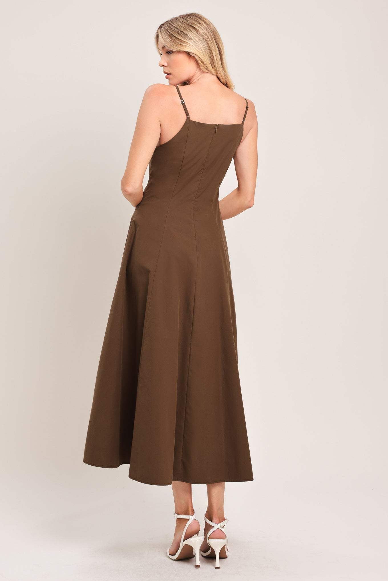 EARTHY GRACE WOVEN MIDI DRESS - Flying Tomato - Flyclothing LLC