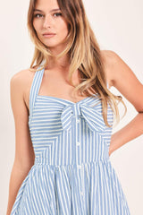 FRESH DAY STRIPE WOVEN MIDI DRESS - Flying Tomato - Flyclothing LLC
