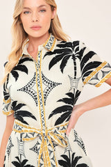 MONACO MOONLIGHT WOVEN SHIRT MIDI DRESS