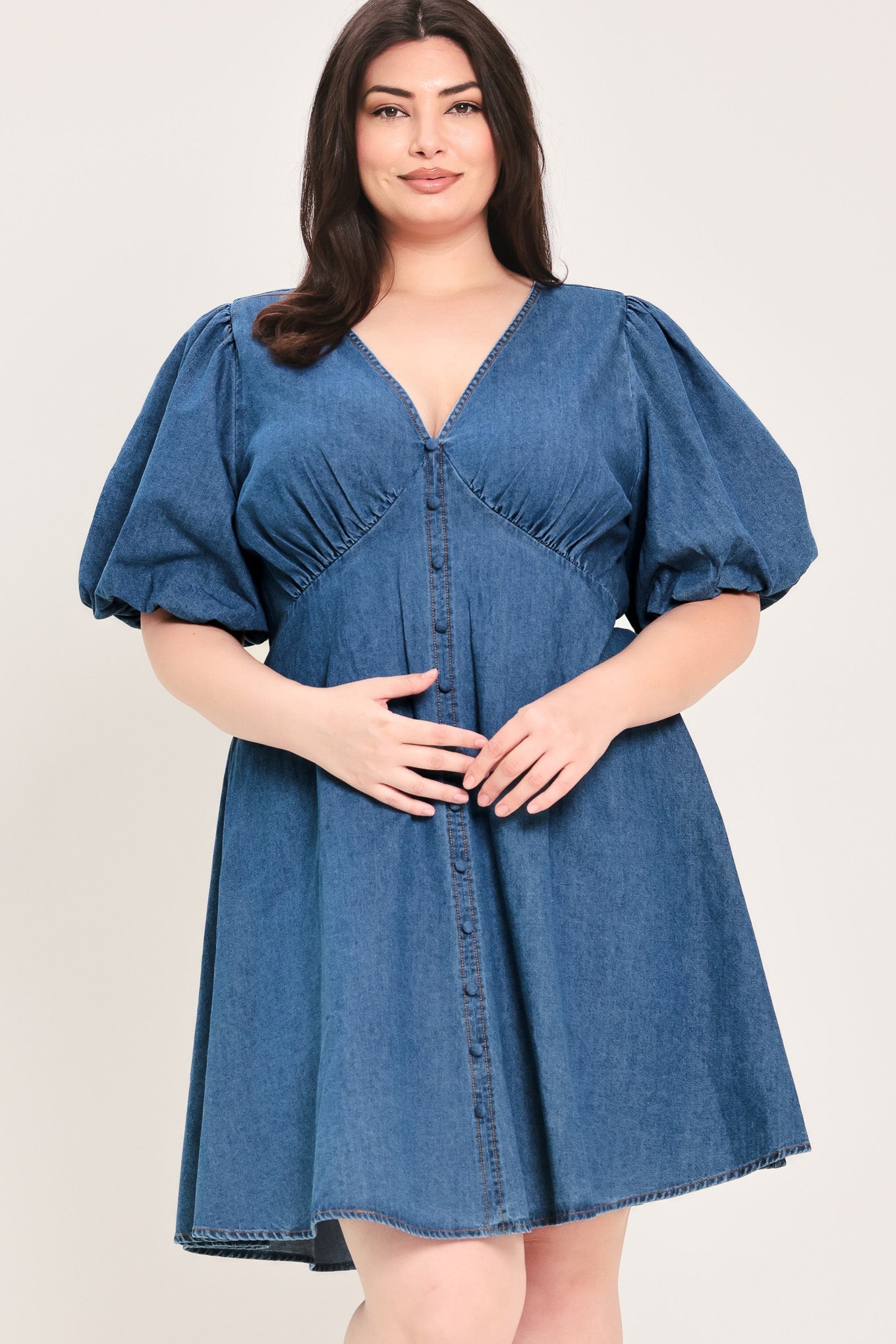 SOFT GIRL DENIM MINI DRESS - Flying Tomato - Flyclothing LLC