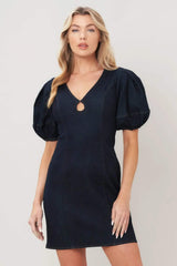 MIDNIGHT FEMME WOVEN MINI DRESS - Flying Tomato - Flyclothing LLC