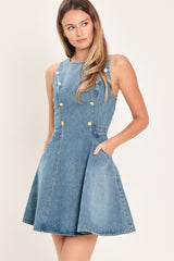 CLASSIC CHIC DENIM MINI DRESS - Flying Tomato - Flyclothing LLC