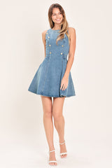 CLASSIC CHIC DENIM MINI DRESS - Flying Tomato - Flyclothing LLC