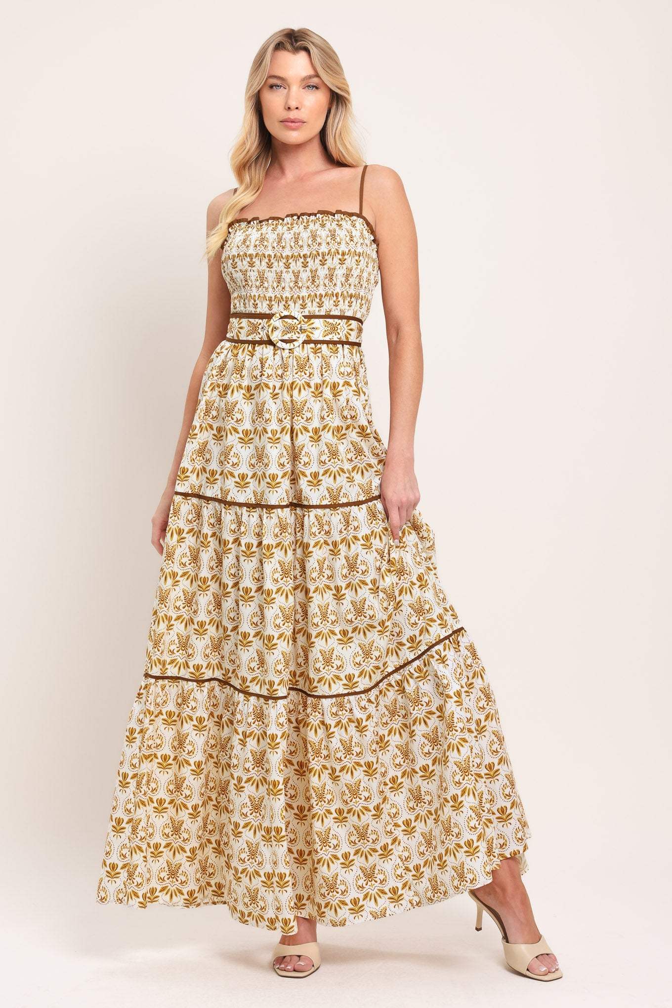DAINTY FLORA WOVEN MAXI DRESS - Flying Tomato - Flyclothing LLC