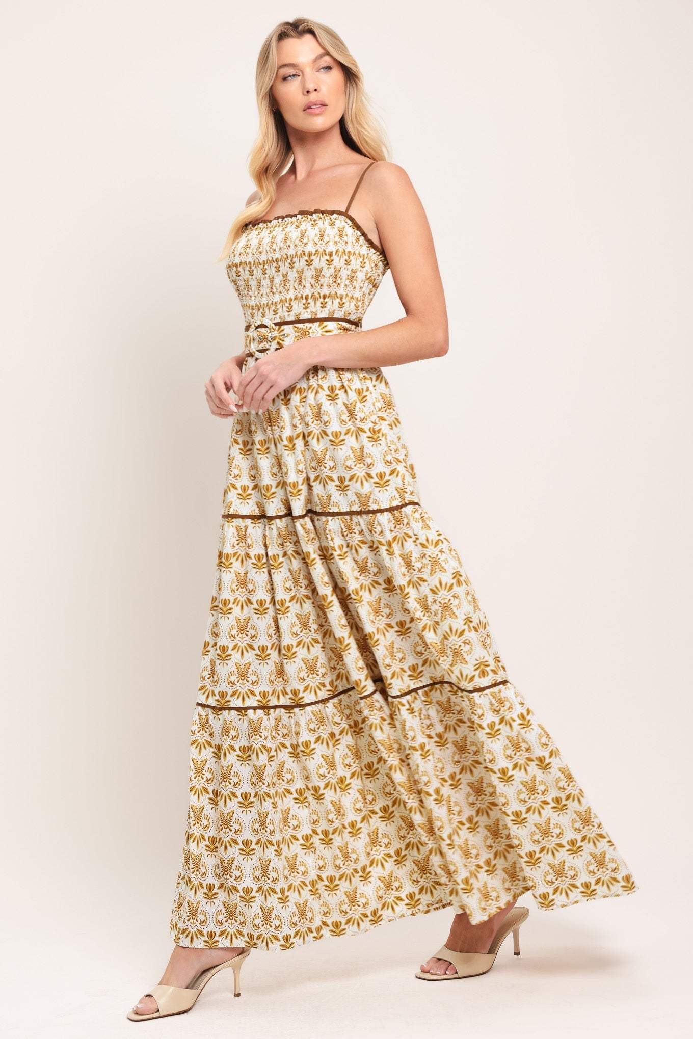 DAINTY FLORA WOVEN MAXI DRESS - Flying Tomato - Flyclothing LLC