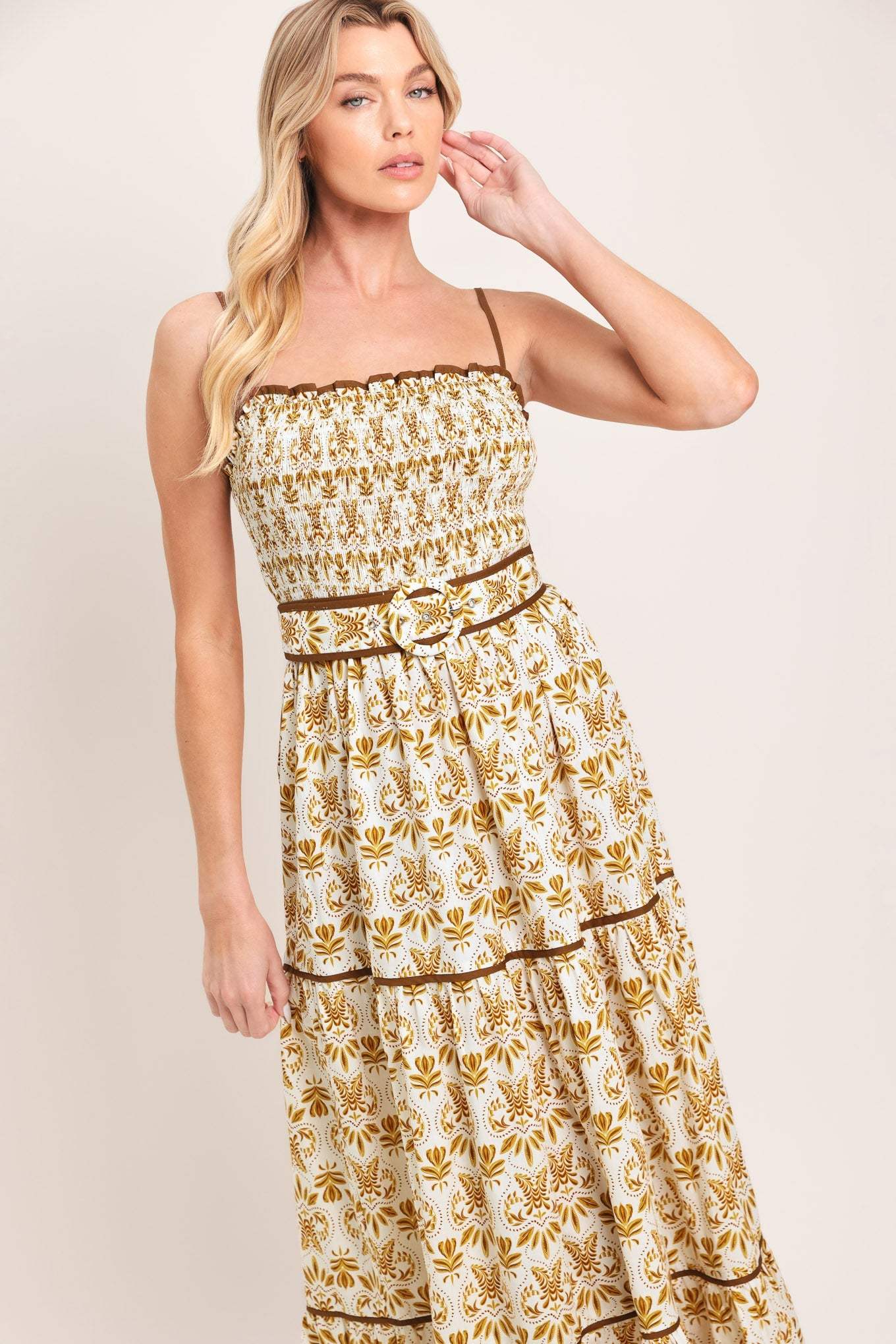 DAINTY FLORA WOVEN MAXI DRESS - Flying Tomato - Flyclothing LLC