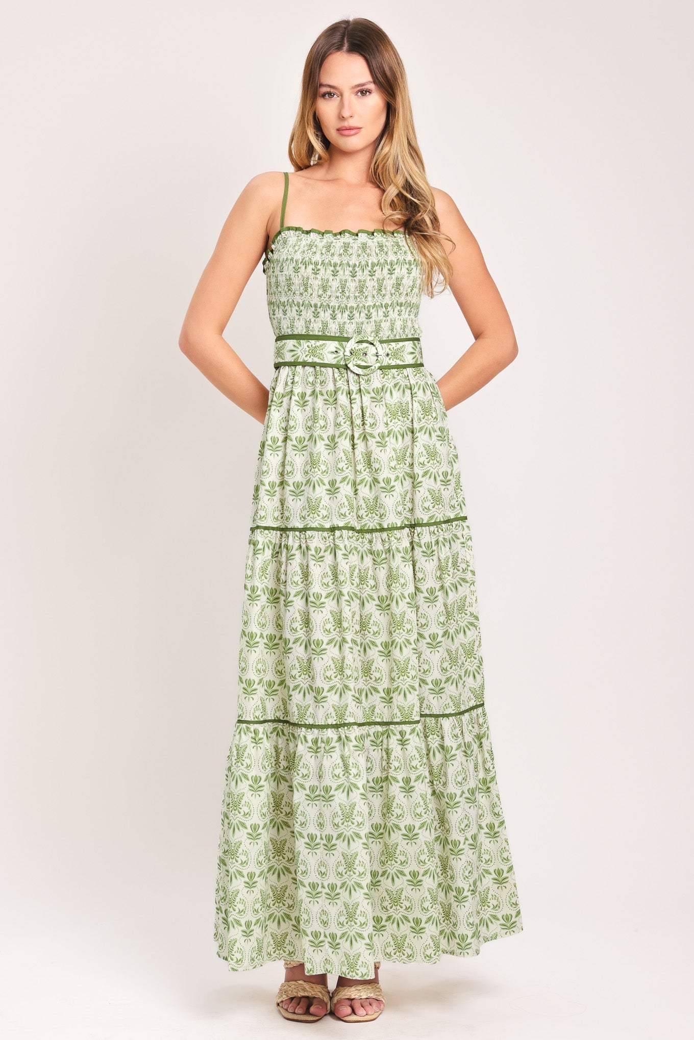 DAINTY FLORA WOVEN MAXI DRESS - Flying Tomato - Flyclothing LLC