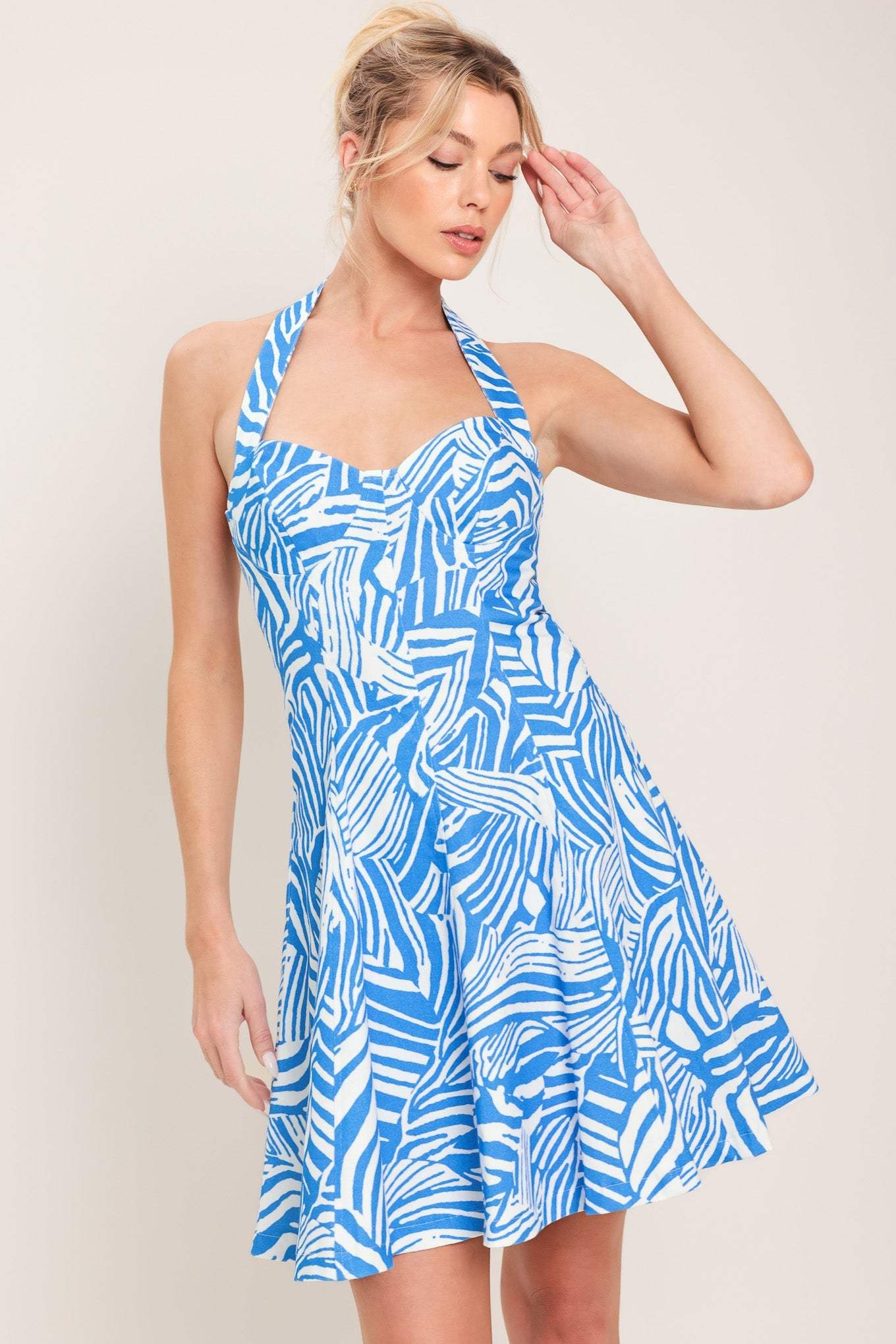 BLUE LAGOON CHIC WOVEN MINI DRESS - Flying Tomato - Flyclothing LLC