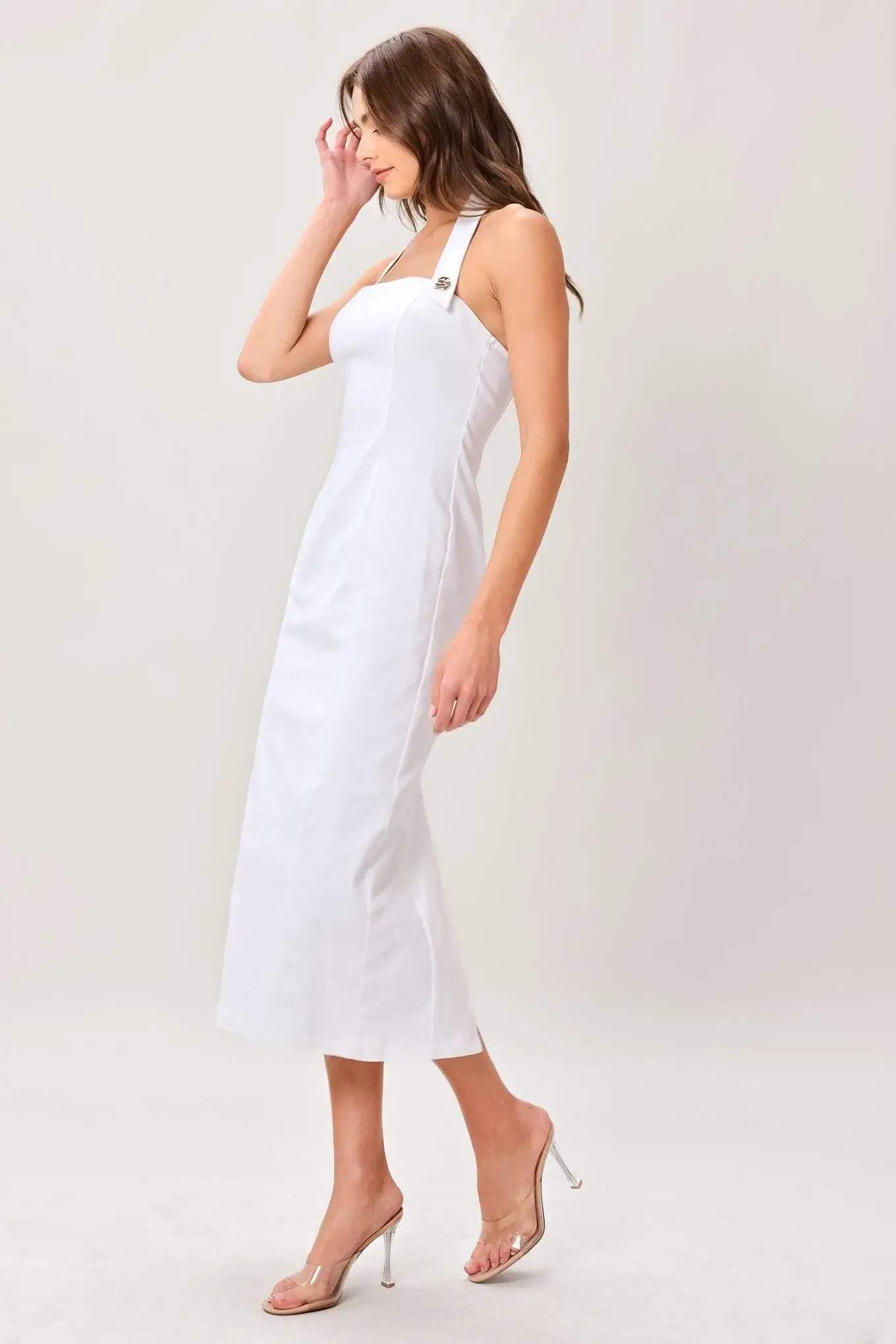 LUXE ESSENCE WOVEN MIDI DRESS - Flying Tomato - Flyclothing LLC