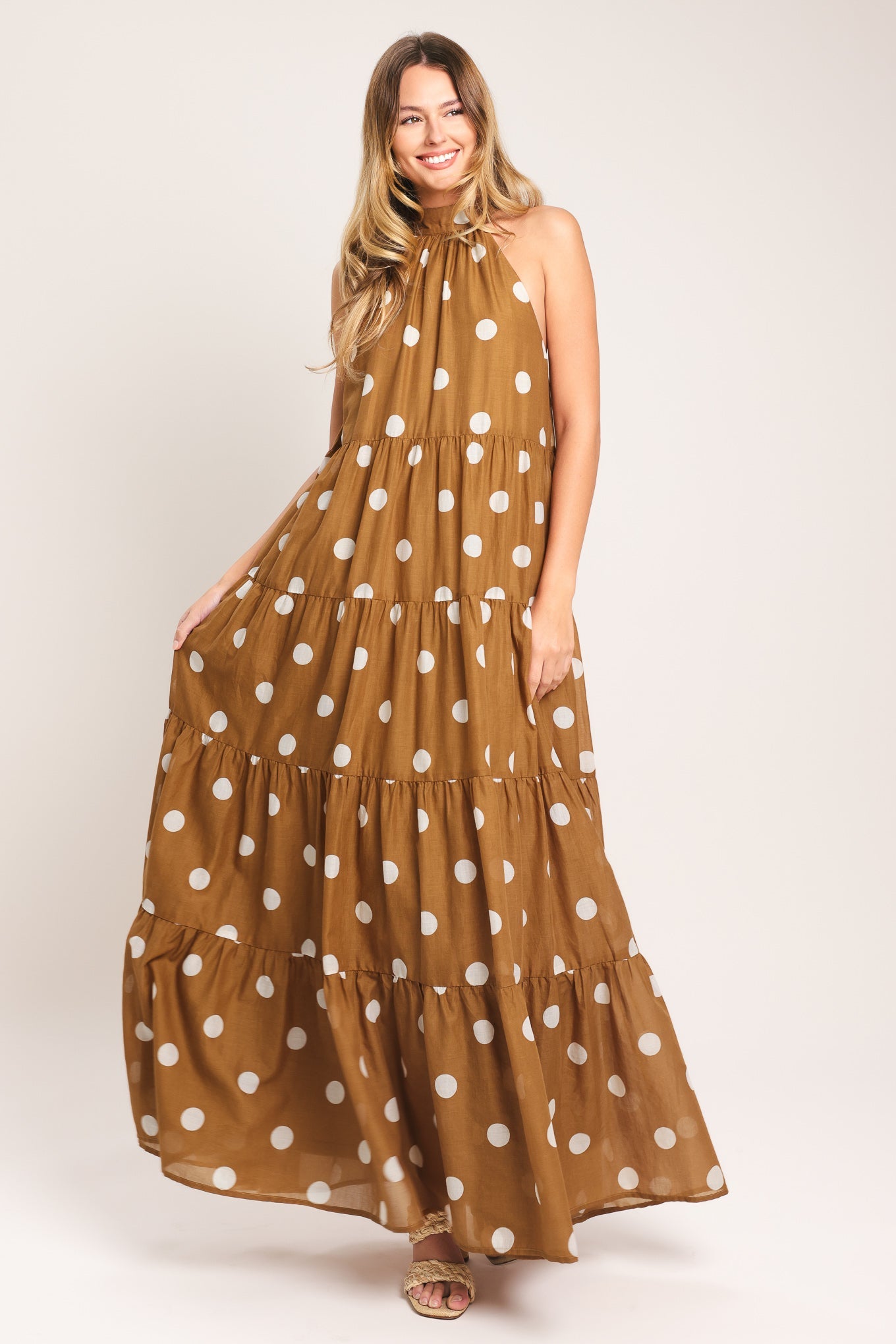 HONEY POLKA WOVEN MAXI DRESS