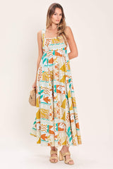 SUNSET MOSAIC WOVEN MIDI DRESS - Flying Tomato - Flyclothing LLC