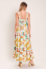 SUNSET MOSAIC WOVEN MIDI DRESS - Flying Tomato - Flyclothing LLC