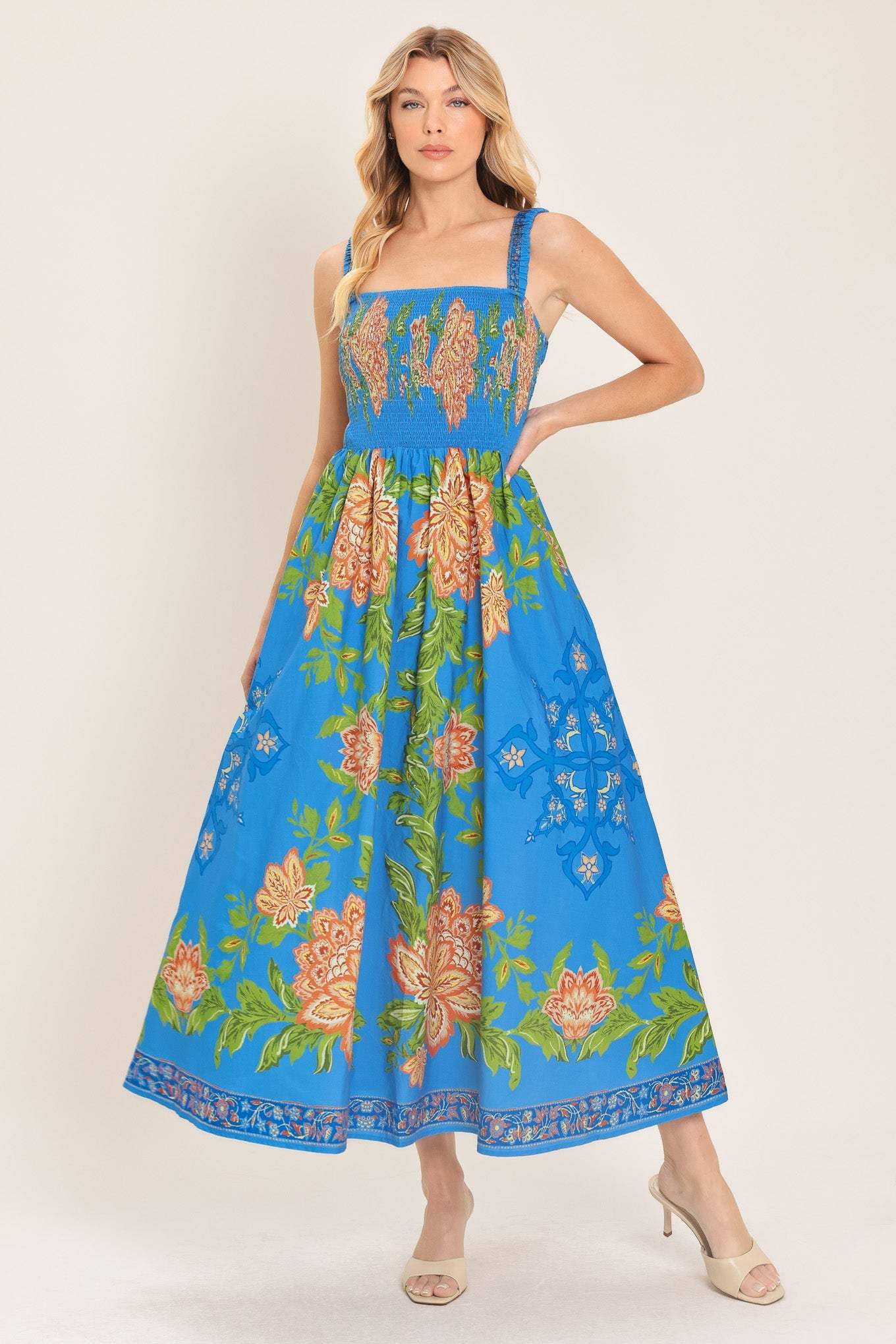 SPRINGTIME IN PARIS WOVEN MIDI DRESS