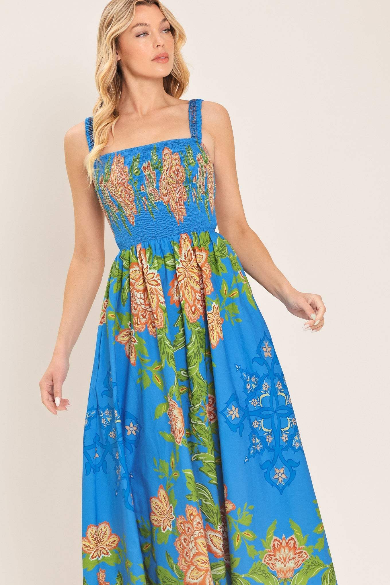 SPRINGTIME IN PARIS WOVEN MIDI DRESS