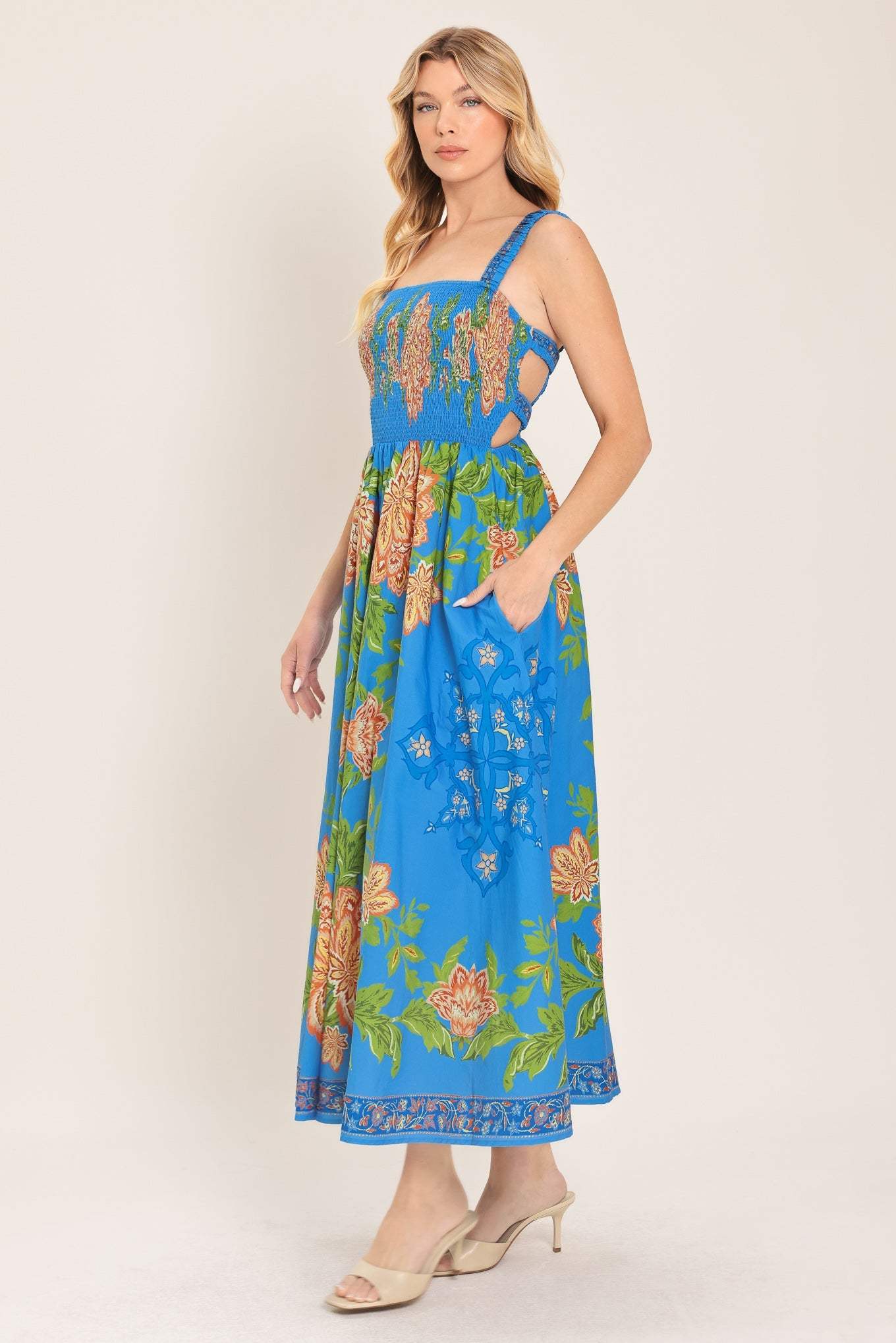 SPRINGTIME IN PARIS WOVEN MIDI DRESS - Flying Tomato - Flyclothing LLC