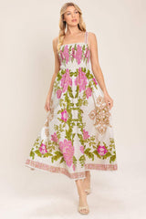 SPRINGTIME IN PARIS WOVEN MIDI DRESS
