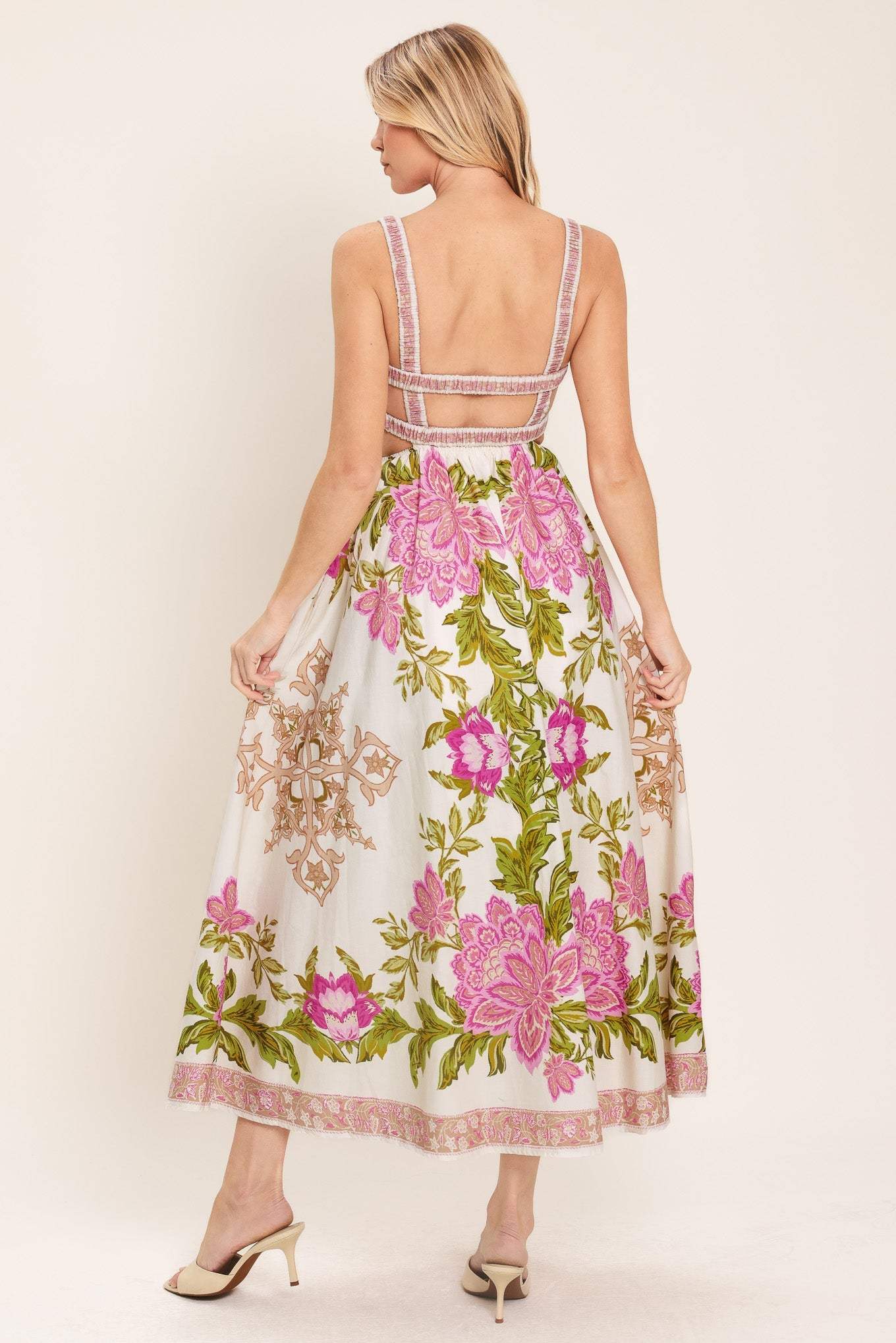 SPRINGTIME IN PARIS WOVEN MIDI DRESS