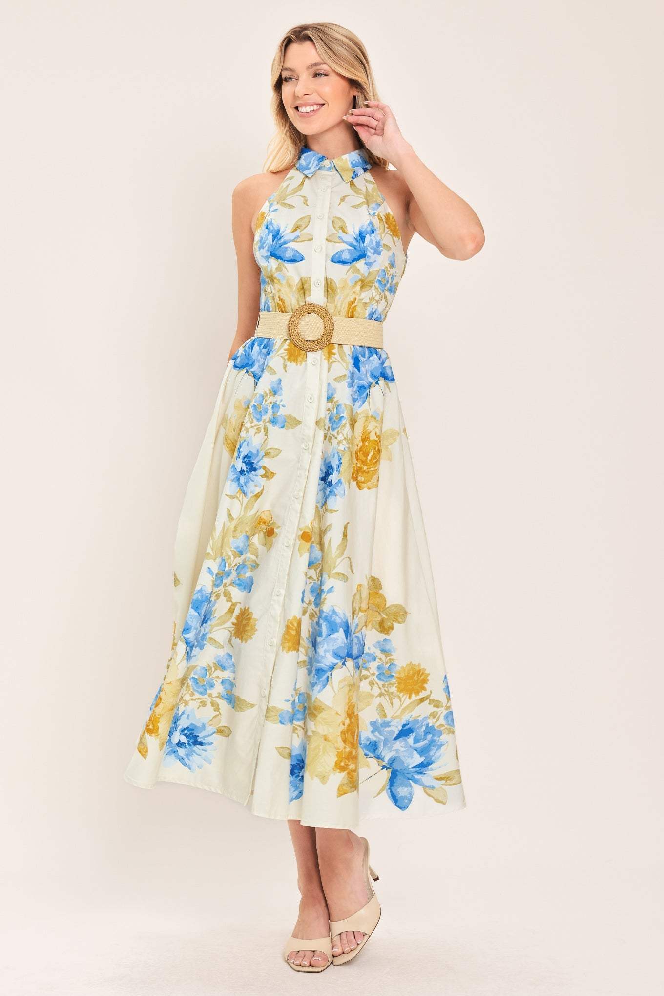 SUNNY DAYDREAM WOVEN MIDI DRESS - Flying Tomato - Flyclothing LLC