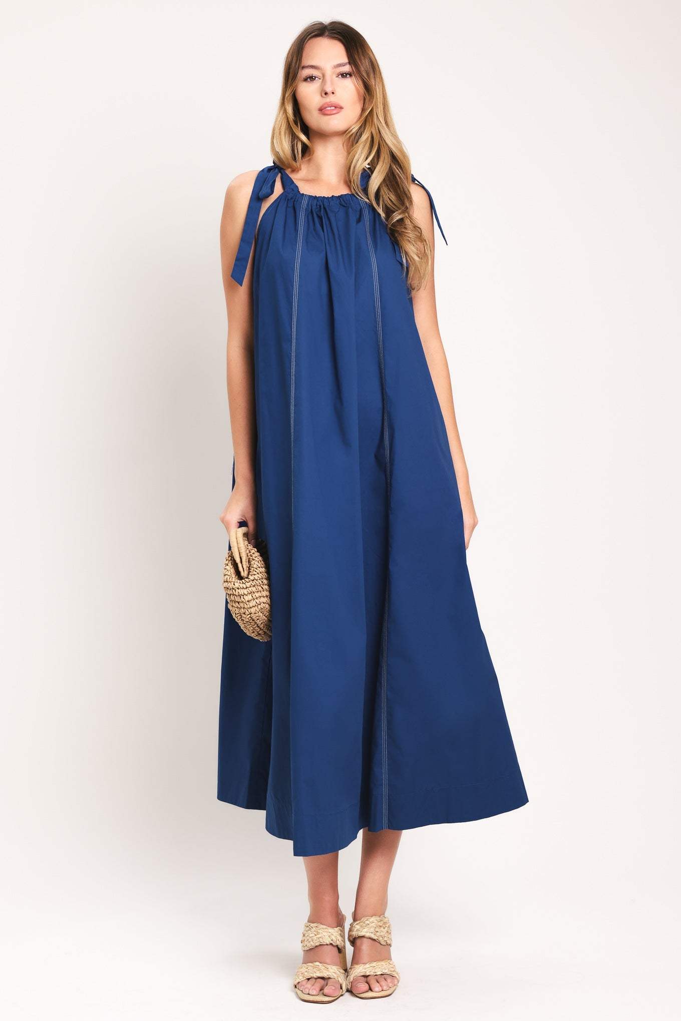 COASTAL EASE WOVEN MIDI DRESS - Flying Tomato - Flyclothing LLC