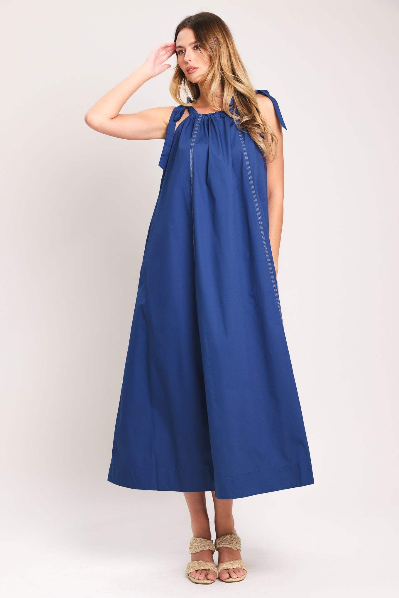 COASTAL EASE WOVEN MIDI DRESS - Flying Tomato - Flyclothing LLC