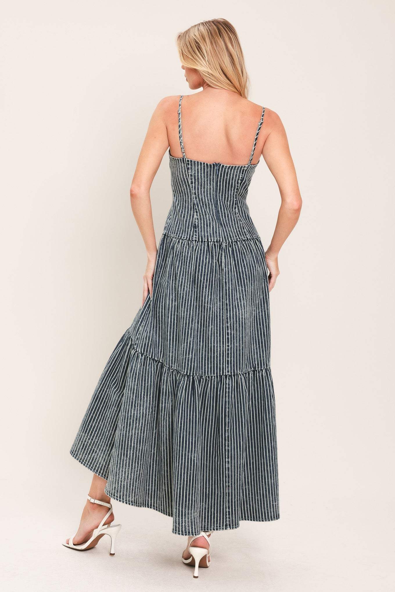 EASYGOING ROMANCE DENIM MIDI DRESS - Flying Tomato - Flyclothing LLC