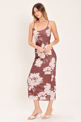 ROSEWOOD BLOOM POWER MESH MIDI DRESS
