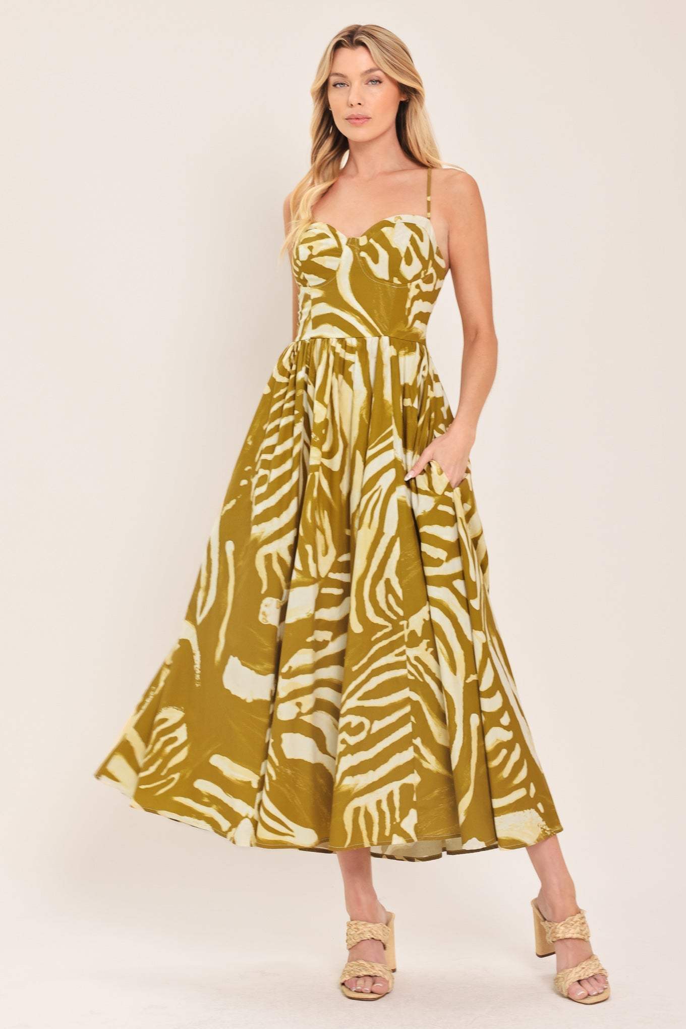 GOLDEN PALM ESCAPE WOVEN MIDI DRESS - Flying Tomato - Flyclothing LLC