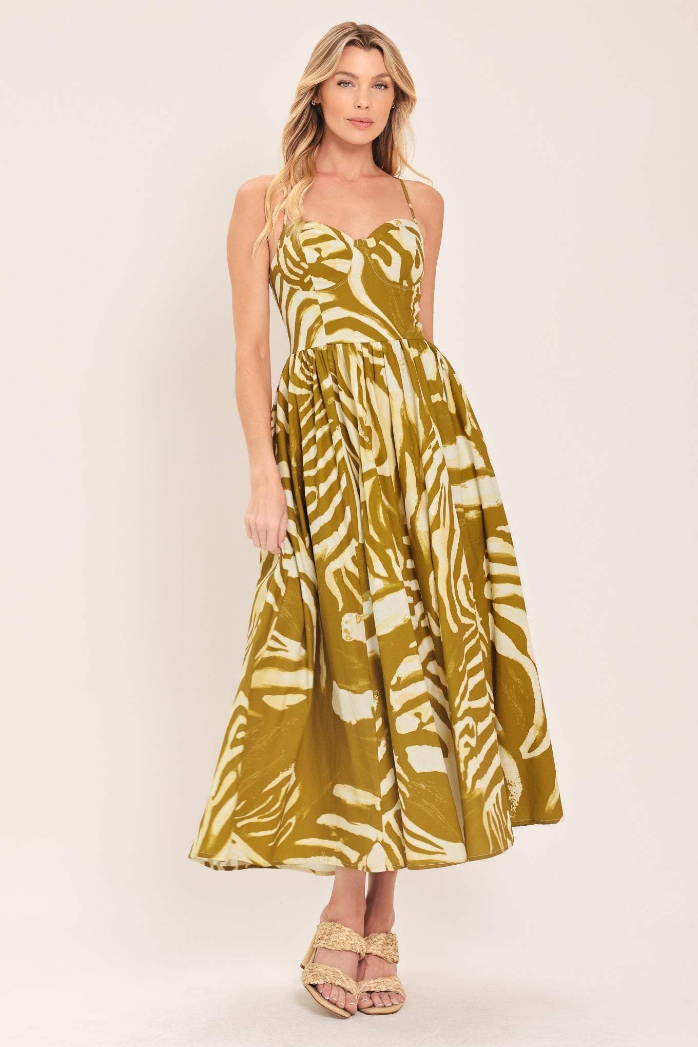 GOLDEN PALM ESCAPE WOVEN MIDI DRESS - Flying Tomato - Flyclothing LLC