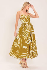 GOLDEN PALM ESCAPE WOVEN MIDI DRESS - Flying Tomato - Flyclothing LLC