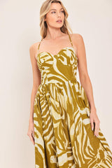 GOLDEN PALM ESCAPE WOVEN MIDI DRESS - Flying Tomato - Flyclothing LLC