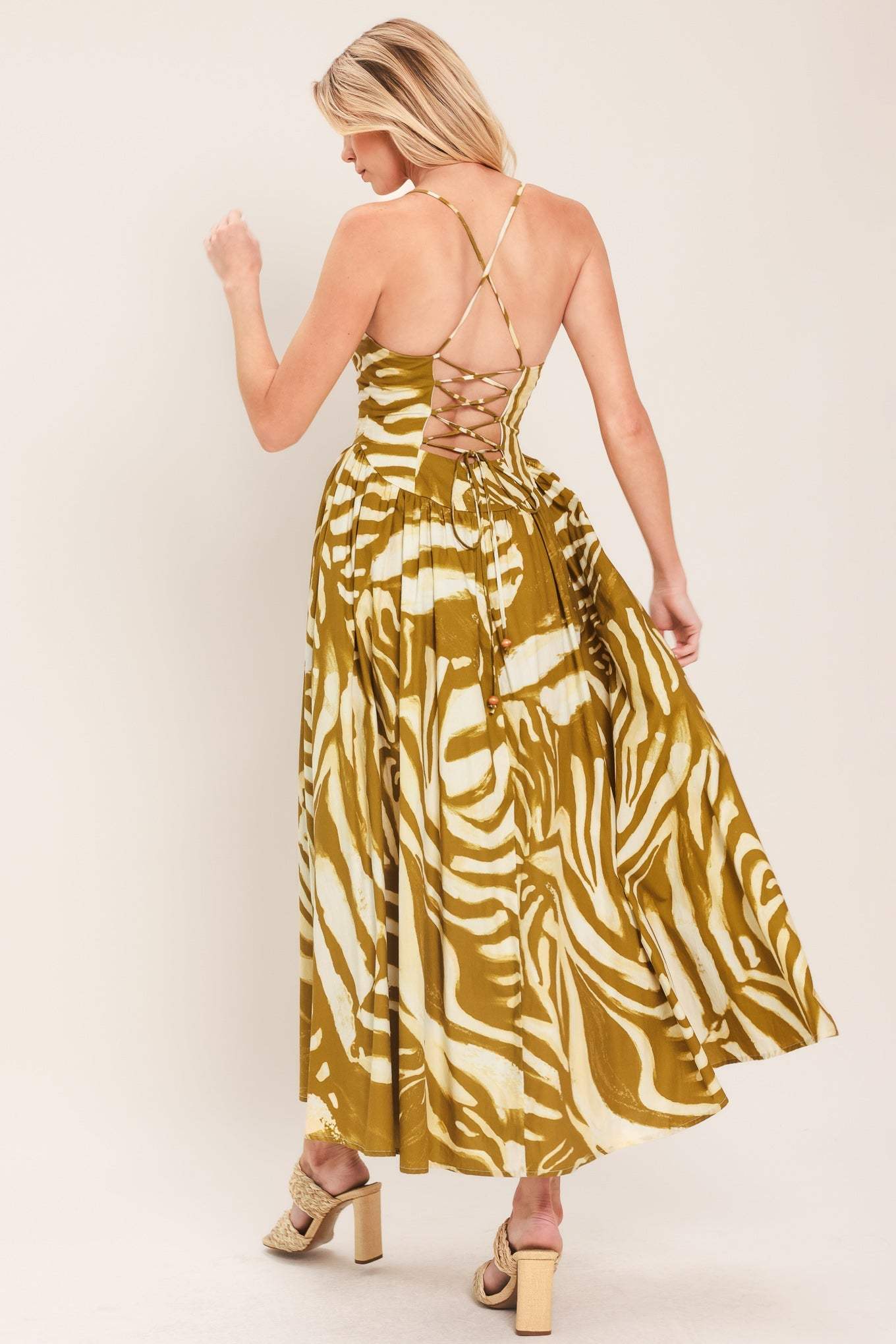 GOLDEN PALM ESCAPE WOVEN MIDI DRESS - Flying Tomato - Flyclothing LLC