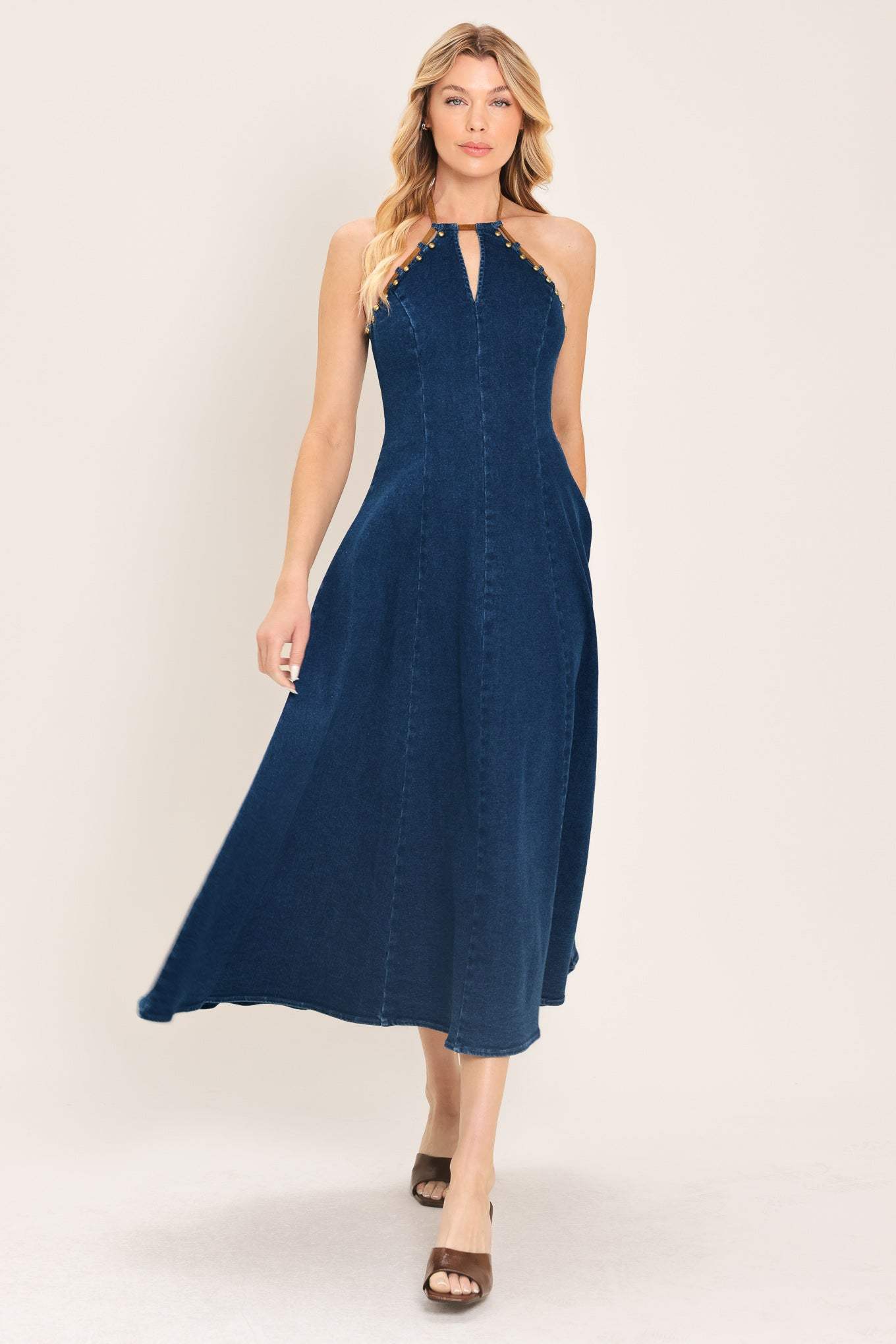 AMERICANA BELLE DENIM MIDI DRESS