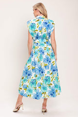 MODERN BLOOM WOVEN MIDI DRESS - Flying Tomato - Flyclothing LLC