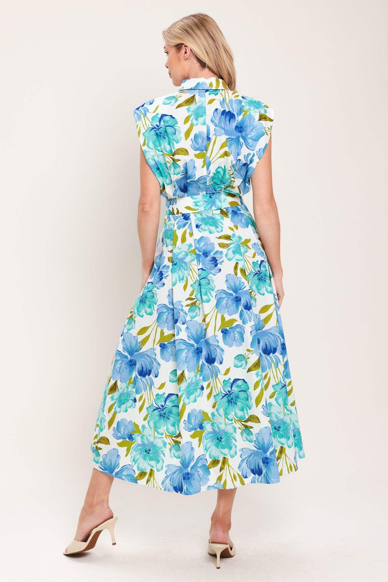 MODERN BLOOM WOVEN MIDI DRESS - Flying Tomato - Flyclothing LLC