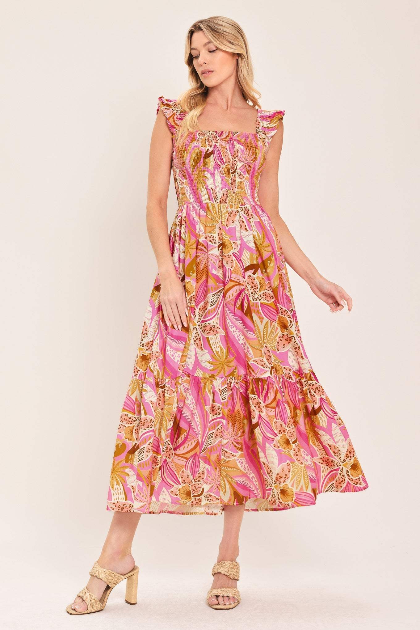 CABANA CRUSH WOVEN MIDI DRESS - Flying Tomato - Flyclothing LLC