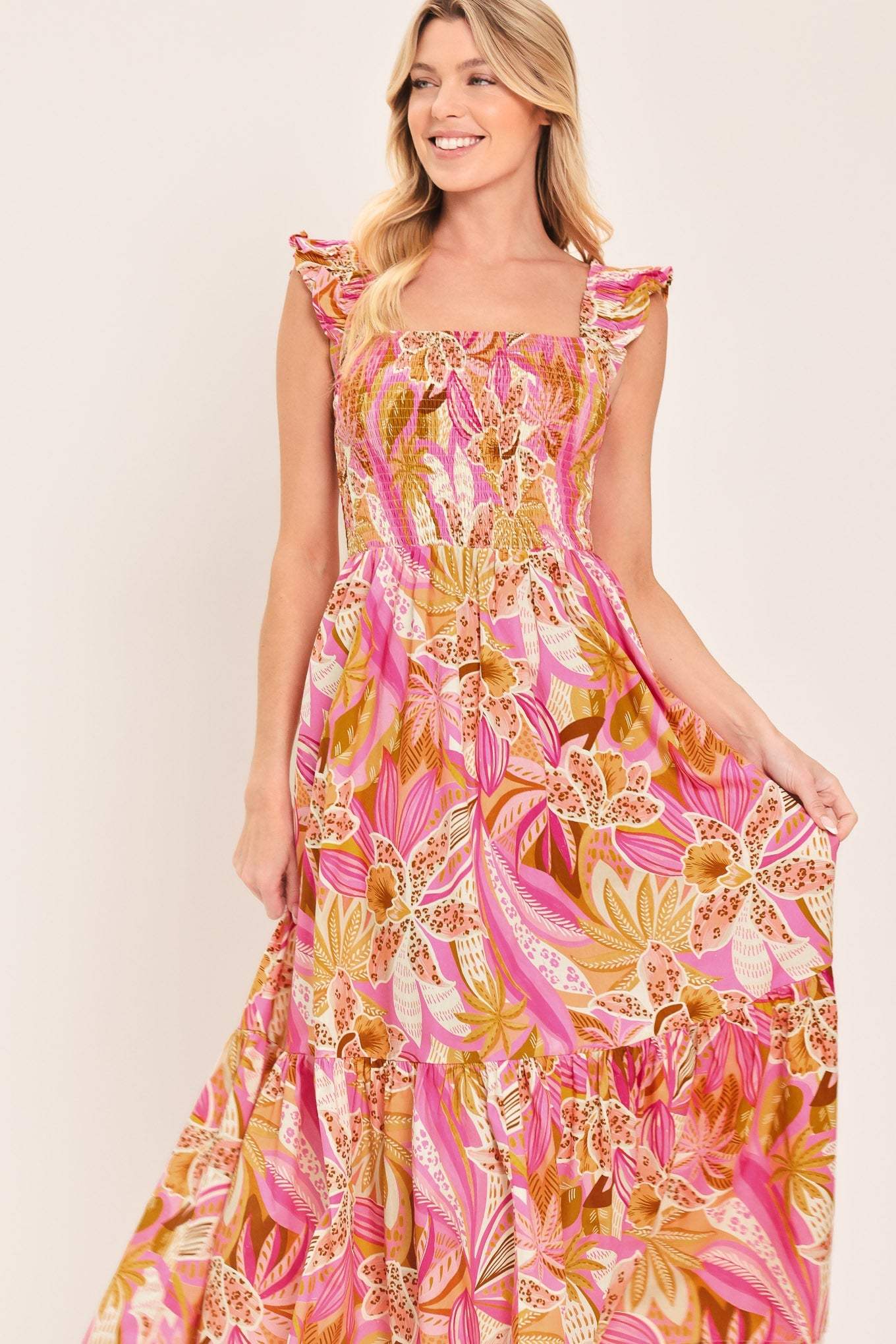 CABANA CRUSH WOVEN MIDI DRESS - Flying Tomato - Flyclothing LLC