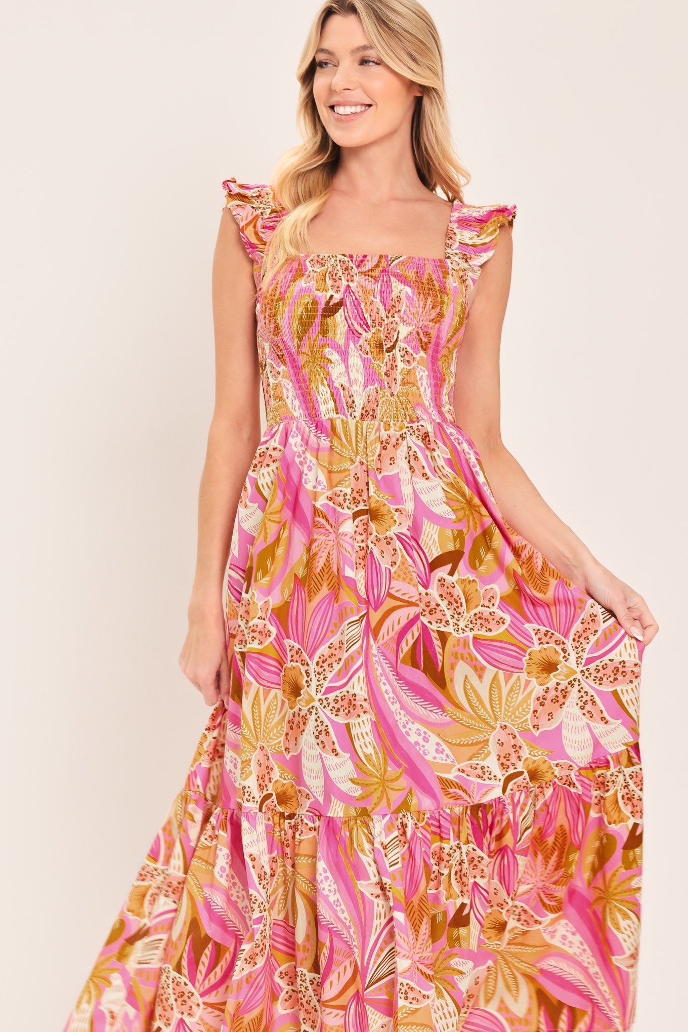 CABANA CRUSH WOVEN MIDI DRESS - Flying Tomato - Flyclothing LLC