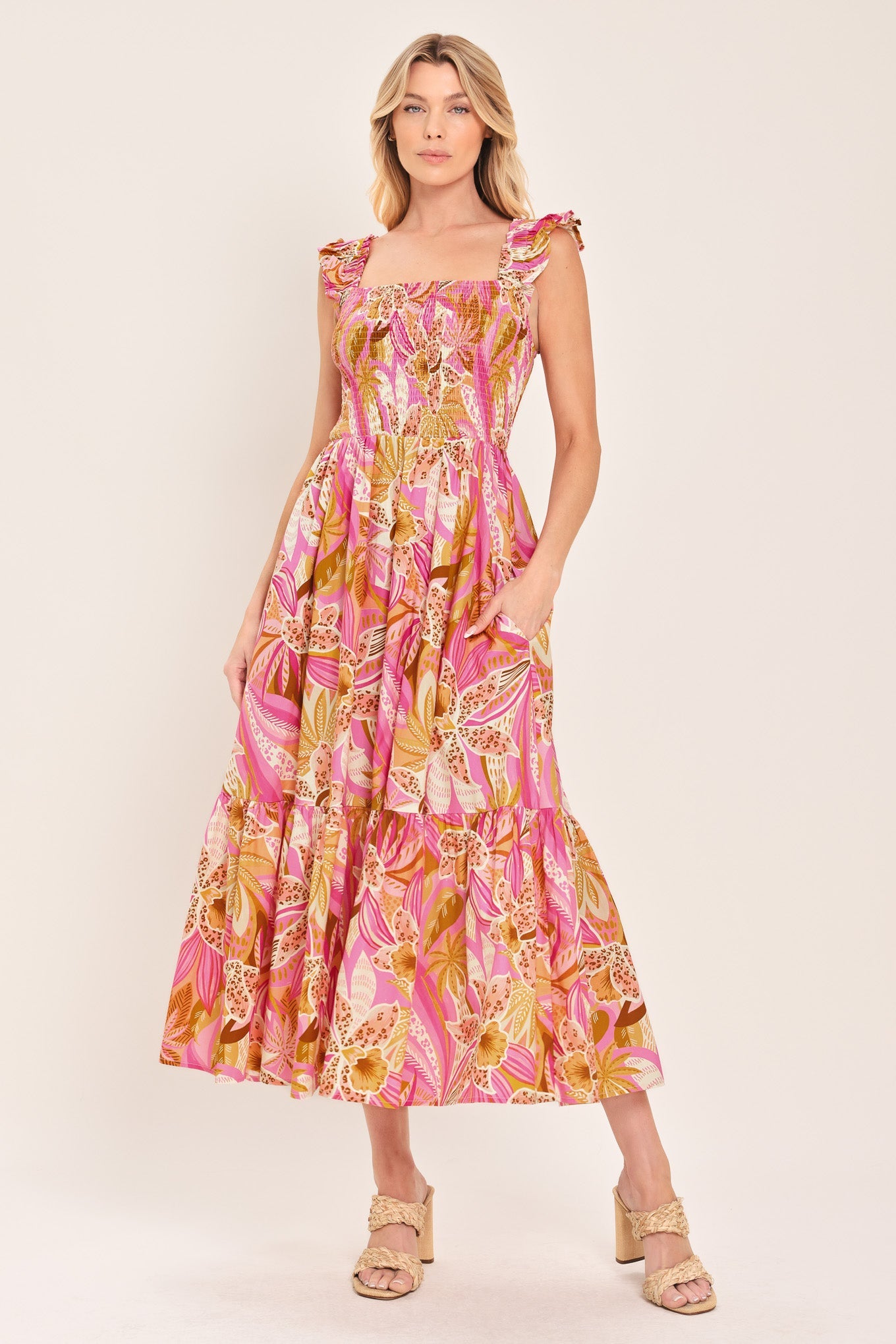 CABANA CRUSH WOVEN MIDI DRESS - Flying Tomato - Flyclothing LLC