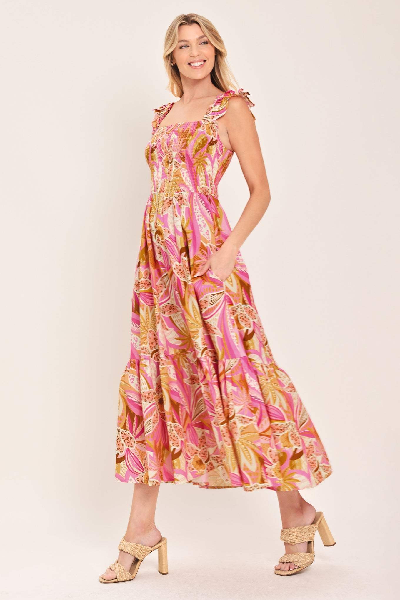 CABANA CRUSH WOVEN MIDI DRESS - Flying Tomato - Flyclothing LLC