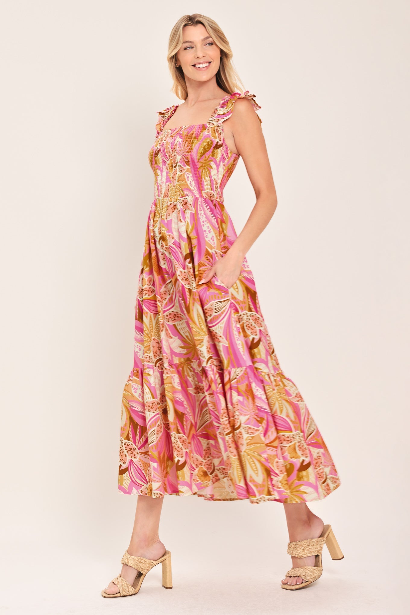 CABANA CRUSH WOVEN MIDI DRESS - Flying Tomato - Flyclothing LLC