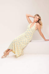 DELICATE BLOOM HALTER WOVEN LACE MIDI DRESS - Flying Tomato - Flyclothing LLC