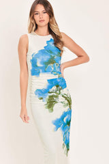 BLUEBELL WHISPER POWER MESH MIDI DRESS - Flying Tomato - Flyclothing LLC