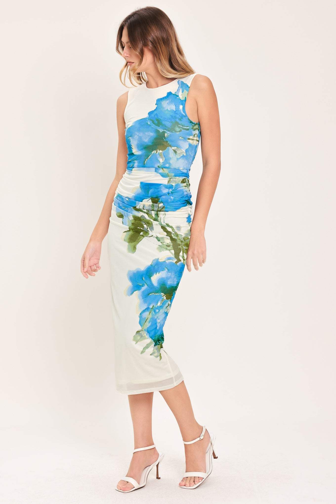 BLUEBELL WHISPER POWER MESH MIDI DRESS - Flying Tomato - Flyclothing LLC