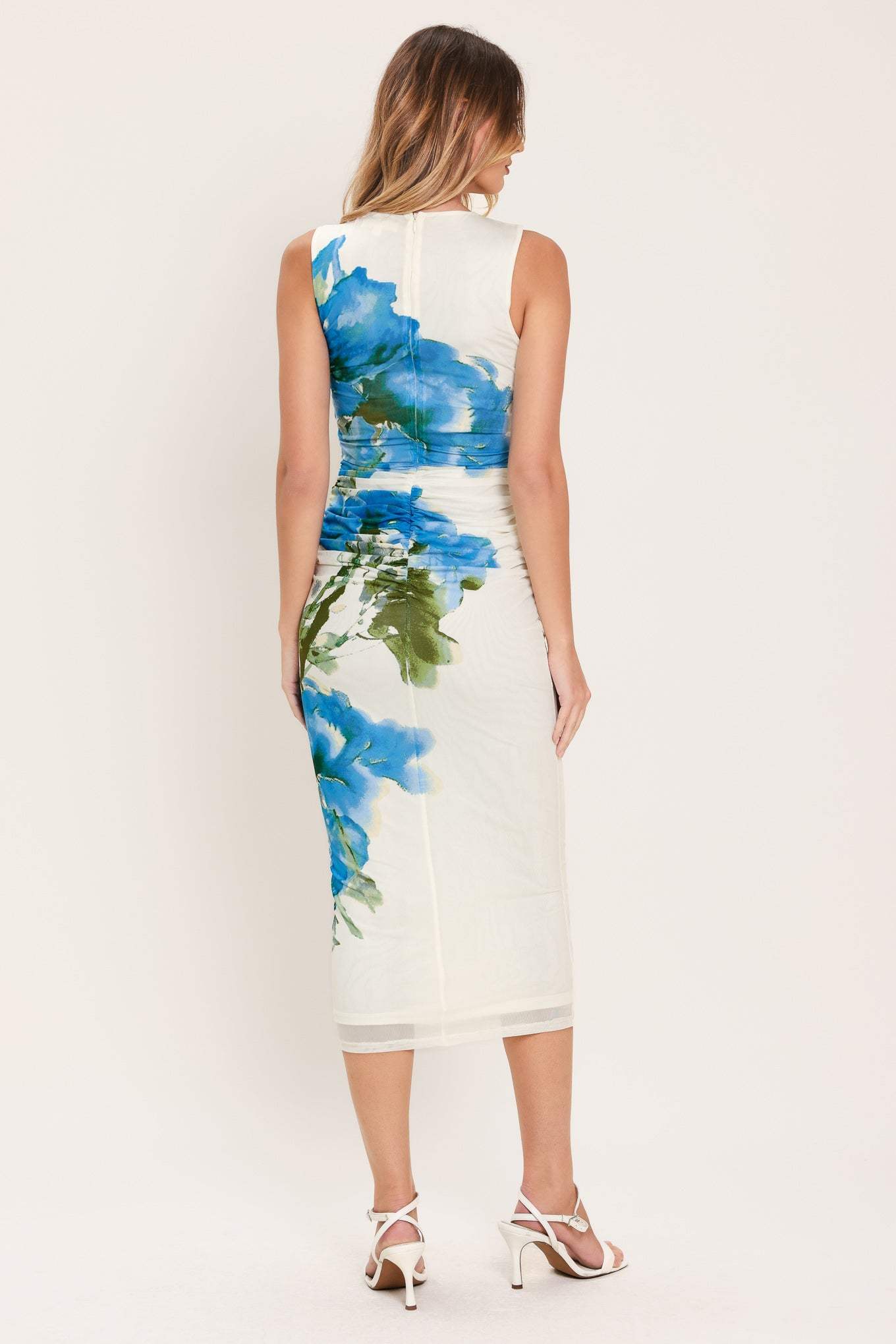 BLUEBELL WHISPER POWER MESH MIDI DRESS - Flying Tomato - Flyclothing LLC
