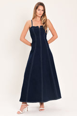 DENIM CORSET MIDI DRESS - Flying Tomato - Flyclothing LLC