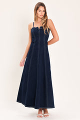 DENIM CORSET MIDI DRESS - Flying Tomato - Flyclothing LLC