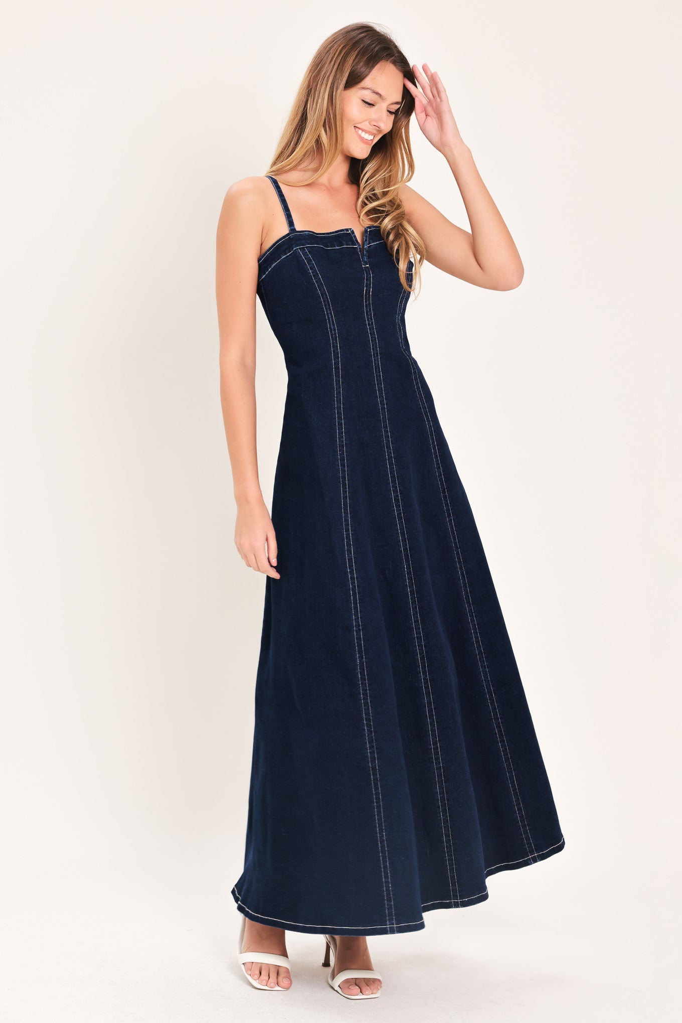 DENIM CORSET MIDI DRESS - Flying Tomato - Flyclothing LLC