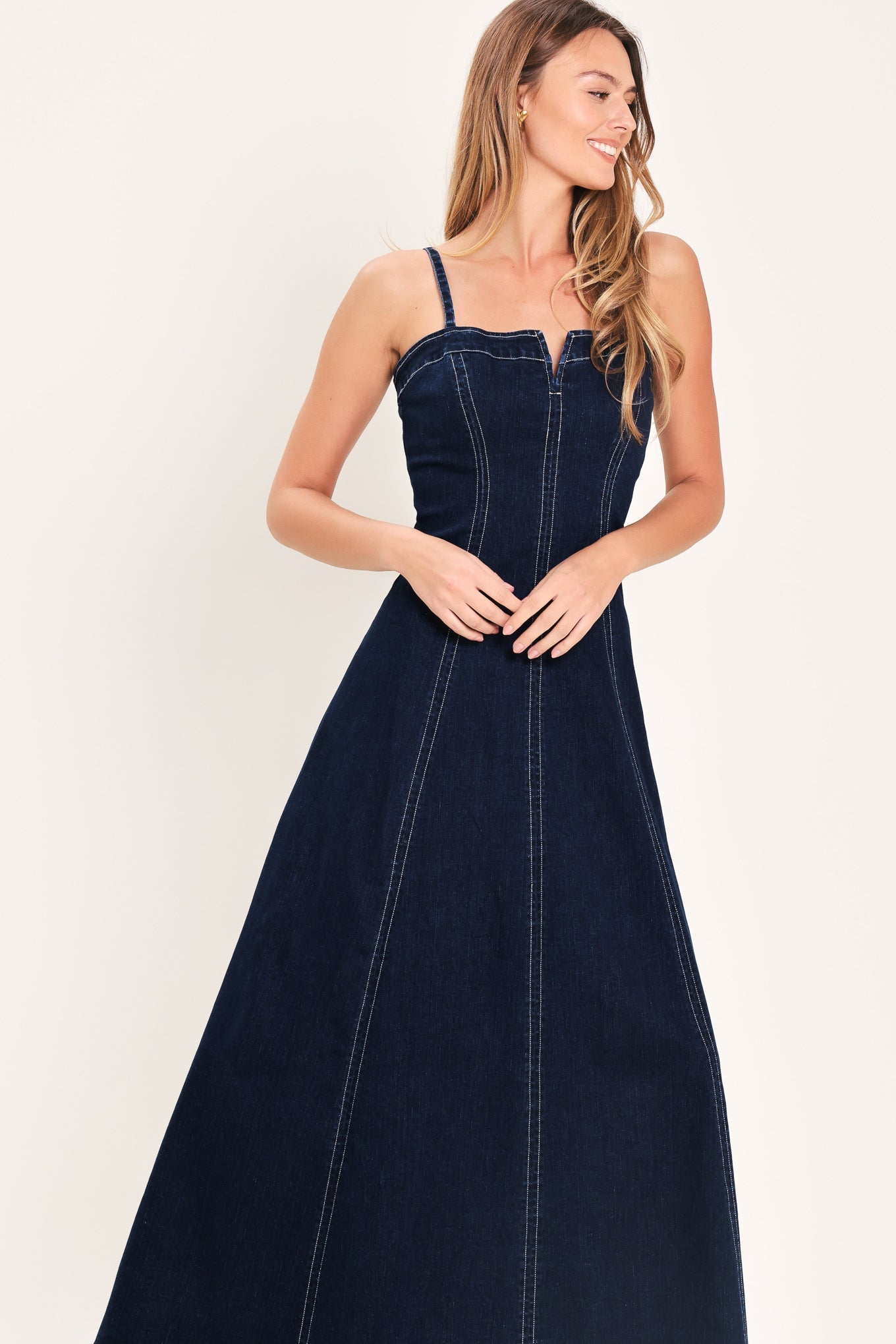DENIM CORSET MIDI DRESS - Flying Tomato - Flyclothing LLC