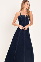 DENIM CORSET MIDI DRESS - Flying Tomato - Flyclothing LLC